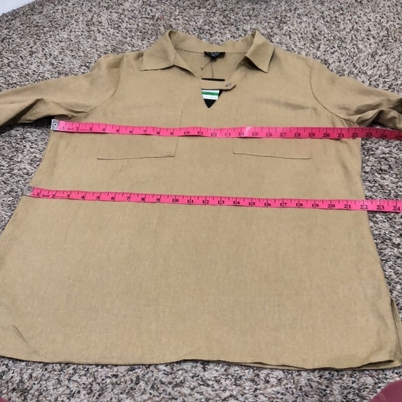 NWT Jones New York Blouse Size Large Tan Linen Blend - Picture 8 of 10